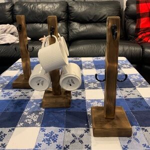 Handcrafted Burnt Wooden Mug Racks